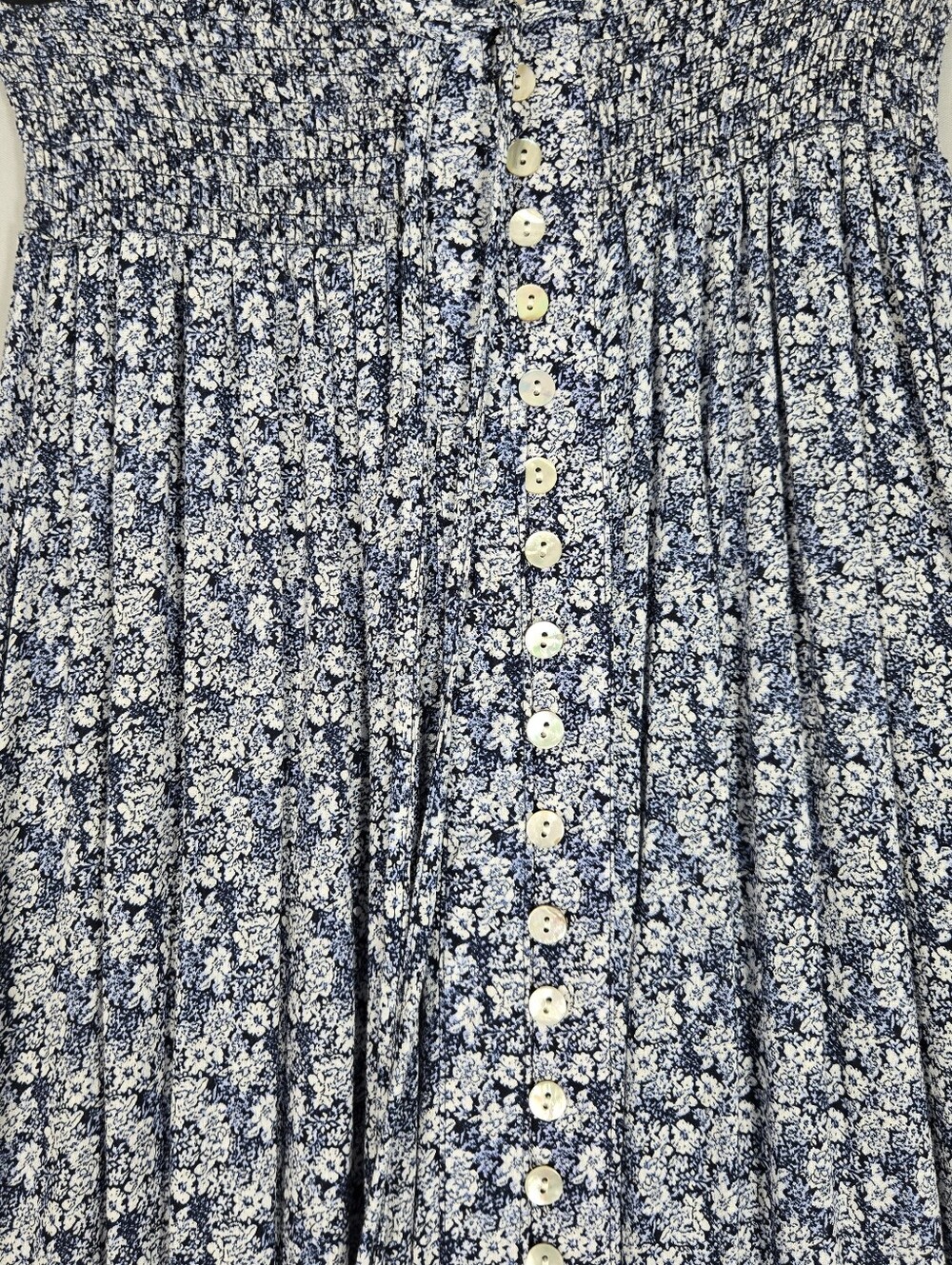 Rachel Zoe Blue White Floral Maxi Skirt Smocked Waist Hi Low Hem Size XS - Picture 6 of 15
